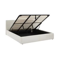 Lit Coffre SEGURO Simili Blanc 180x200 Sommier Inclus -Canapé Rêve Promos Magasin lit coffre seguro simili blanc 180x200 sommier inclus 5