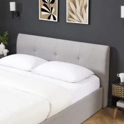 Lit Coffre SEGURO Tissu Gris Chiné 140x190 Sommier Inclus -Canapé Rêve Promos Magasin lit coffre seguro tissu gris chine 14x190 sommier inclus 2