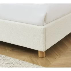Lit Coffre TSUKI 160x200 Tissu Bouclette écru Et Cannage Rotin -Canapé Rêve Promos Magasin lit coffre tsuki 160x200 tissu bouclettes ecru et cannage rotin 4