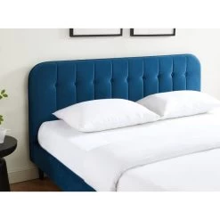 Lit Double ANDRE Velours Bleu Paon 180x200 Sommier Inclus -Canapé Rêve Promos Magasin lit double andre velours bleu paon 180x200 sommier inclus 2