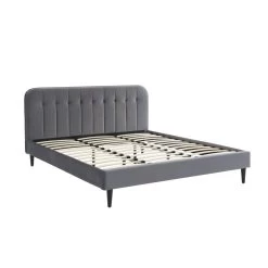 Lit Double ANDRE Velours Gris Anthracite 180x200 Sommier Inclus -Canapé Rêve Promos Magasin lit double andre velours gris anthracite 180x200 sommier inclus 3