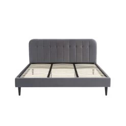 Lit Double ANDRE Velours Gris Anthracite 180x200 Sommier Inclus -Canapé Rêve Promos Magasin lit double andre velours gris anthracite 180x200 sommier inclus 4