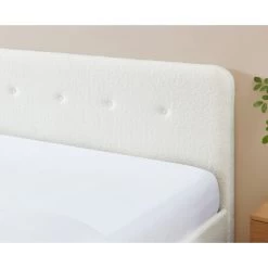 Lit Double ANDREAS Bouclette Blanche Sommier 140x190cm Inclus -Canapé Rêve Promos Magasin lit double andreas laine bouclee blanche sommier 140x190cm inclus 2