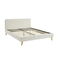 Lit Double ANDREAS Bouclette Blanche Sommier 140x190cm Inclus -Canapé Rêve Promos Magasin lit double andreas laine bouclee blanche sommier 140x190cm inclus 5