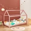 Lit Enfant Cabane TINY Pin Rose 90x190 Sommier Inclus