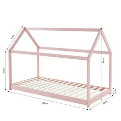 Lit Enfant Cabane TINY Pin Rose 90x190 Sommier Inclus -Canapé Rêve Promos Magasin lit enfant cabane tiny bois massif de pin rose 90x190 2