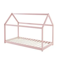 Lit Enfant Cabane TINY Pin Rose 90x190 Sommier Inclus -Canapé Rêve Promos Magasin lit enfant cabane tiny bois massif de pin rose 90x190 5