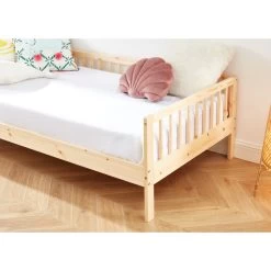 Lit Enfant LOU Pin Massif 90x190 Sommier Inclus -Canapé Rêve Promos Magasin lit enfant lou en pin massif couleur bois naturel couchage 90 x 190 cm 3