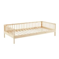 Lit Enfant LOU Pin Massif 90x190 Sommier Inclus -Canapé Rêve Promos Magasin lit enfant lou en pin massif couleur bois naturel couchage 90 x 190 cm 4