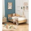 Lit Enfant PABLO Bleu Et Cannage Rotin 70x140 Sommier Inclus