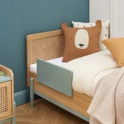 Lit Enfant PABLO Bleu Et Cannage Rotin 70x140 Sommier Inclus -Canapé Rêve Promos Magasin lit enfant pablo bleu et cannage rotin 70x140 sommier inclus 2