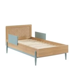 Lit Enfant PABLO Bleu Et Cannage Rotin 70x140 Sommier Inclus -Canapé Rêve Promos Magasin lit enfant pablo bleu et cannage rotin 70x140 sommier inclus 3