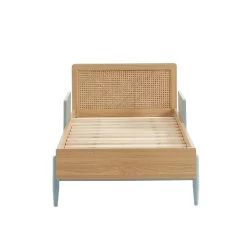 Lit Enfant PABLO Bleu Et Cannage Rotin 70x140 Sommier Inclus -Canapé Rêve Promos Magasin lit enfant pablo bleu et cannage rotin 70x140 sommier inclus 5