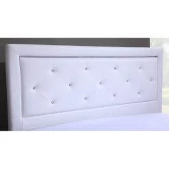 Lit à Led FILIP Simili Blanc Et Strass 140x190 Sommier Inclus -Canapé Rêve Promos Magasin lit filip a led 140x190cm 2