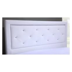 Lit à Led FILIP Simili Blanc Et Strass 140x190 Sommier Inclus -Canapé Rêve Promos Magasin lit filip a led 140x190cm 3