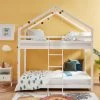 Lit Cabane Superposé TINY Pin Blanc 90x190 Sommier Inclus