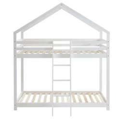 Lit Cabane Superposé TINY Pin Blanc 90x190 Sommier Inclus -Canapé Rêve Promos Magasin lit superpose tiny bois massif de pin blanc 90x190cm 2