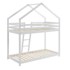 Lit Cabane Superposé TINY Pin Blanc 90x190 Sommier Inclus -Canapé Rêve Promos Magasin lit superpose tiny bois massif de pin blanc 90x190cm 4