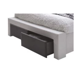 Lit à Tiroirs IMAGINA Simili Blanc Et Noir 180x200 Sommier Inclus -Canapé Rêve Promos Magasin lit tiroirs imagina 180x200cm 2