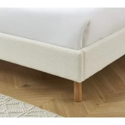 Lit Double TSUKI 160x200 Tissu Bouclette écru Et Cannage Rotin -Canapé Rêve Promos Magasin lit tsuki 160x200 tissu bouclettes ecru et cannage rotin 3