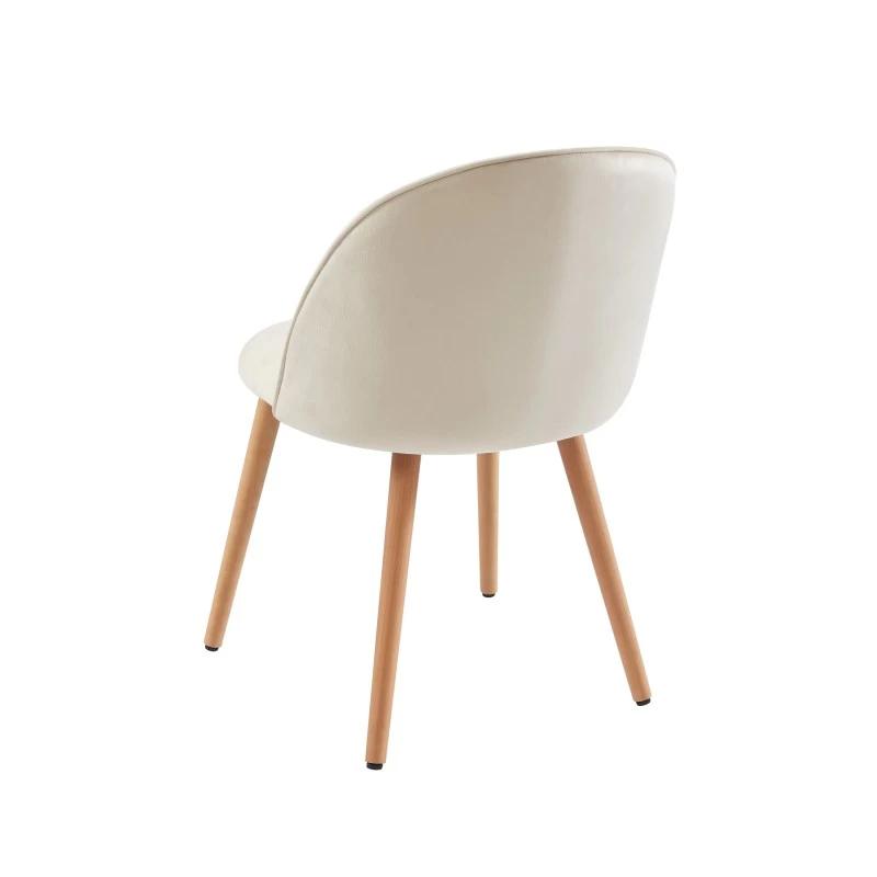 Lot De 2 Chaises MACARON Velours Beige Sable Pieds Hêtre Massif 7 Lot De 2 Chaises MACARON Velours Beige Sable Pieds Hêtre Massif – Image 7