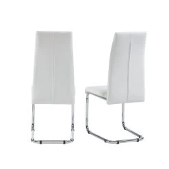 Lot De 2 Chaises MARA Simili Blanc Pieds Métal Chromé -Canapé Rêve Promos Magasin lot de 2 chaises mara simili blanc pieds en metal chrome 3
