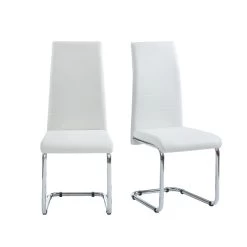 Lot De 2 Chaises MARA Simili Blanc Pieds Métal Chromé -Canapé Rêve Promos Magasin lot de 2 chaises mara simili blanc pieds en metal chrome 4