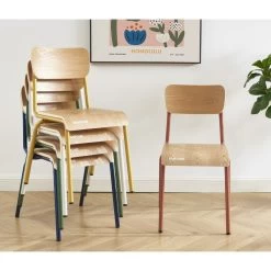 Lot De 2 Chaises PANTONE Jaune Moutarde Et Placage Frên -Canapé Rêve Promos Magasin lot de 2 chaises pantone jaune moutarde et placage fren 1