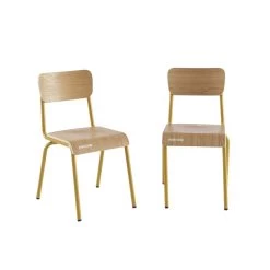 Lot De 2 Chaises PANTONE Jaune Moutarde Et Placage Frên -Canapé Rêve Promos Magasin lot de 2 chaises pantone jaune moutarde et placage fren 6