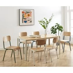 Lot De 2 Chaises PANTONE Vert Olive Et Placage Frêne -Canapé Rêve Promos Magasin lot de 2 chaises pantone vert olive et placage frene 3