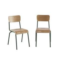 Lot De 2 Chaises PANTONE Vert Olive Et Placage Frêne -Canapé Rêve Promos Magasin lot de 2 chaises pantone vert olive et placage frene 6