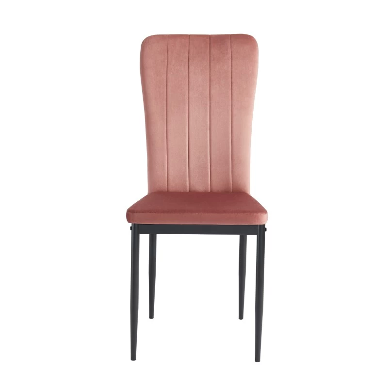 Lot De 2 Chaises POPPY Velours Rose Pieds En Métal Noir 5 Lot De 2 Chaises POPPY Velours Rose Pieds En Métal Noir – Image 5