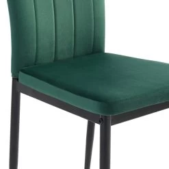 Lot De 2 Chaises POPPY Velours Vert Pieds En Métal Noir -Canapé Rêve Promos Magasin lot de 2 chaises poppy velours vert pieds en metal noir 3