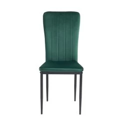Lot De 2 Chaises POPPY Velours Vert Pieds En Métal Noir -Canapé Rêve Promos Magasin lot de 2 chaises poppy velours vert pieds en metal noir 4