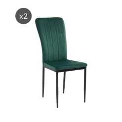 Lot De 2 Chaises POPPY Velours Vert Pieds En Métal Noir -Canapé Rêve Promos Magasin lot de 2 chaises poppy velours vert pieds en metal noir 7