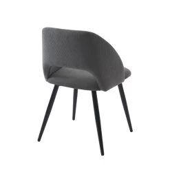 Lot De 2 Chaises VINTAGE Velours Côtelé Gris Pieds Métal Noir -Canapé Rêve Promos Magasin lot de 2 chaises vintage velours cotele gris pieds metal noir 5