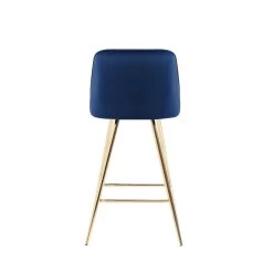 Lot De 2 Tabourets EUGENE En Velours Bleu Nuit Avec Pieds Dorés -Canapé Rêve Promos Magasin lot de 2 tabourets eugene 11