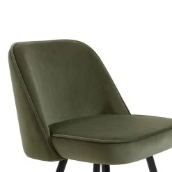 Lot De 2 Tabourets EUGENE En Velours Kaki Avec Pieds Noir Et Doré -Canapé Rêve Promos Magasin lot de 2 tabourets eugene 14