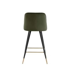 Lot De 2 Tabourets EUGENE En Velours Kaki Avec Pieds Noir Et Doré -Canapé Rêve Promos Magasin lot de 2 tabourets eugene 15