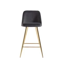 Lot De 2 Tabourets EUGENE En Velours Gris Foncé Avec Pieds Dorés -Canapé Rêve Promos Magasin lot de 2 tabourets eugene 2