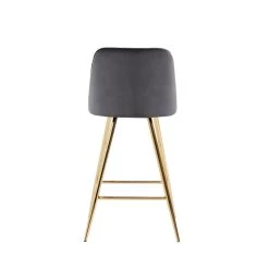 Lot De 2 Tabourets EUGENE En Velours Gris Foncé Avec Pieds Dorés -Canapé Rêve Promos Magasin lot de 2 tabourets eugene 3