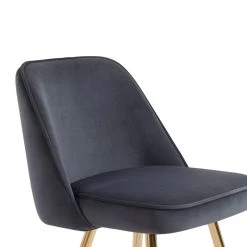 Lot De 2 Tabourets EUGENE En Velours Gris Foncé Avec Pieds Dorés -Canapé Rêve Promos Magasin lot de 2 tabourets eugene 5