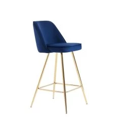 Lot De 2 Tabourets EUGENE En Velours Bleu Nuit Avec Pieds Dorés -Canapé Rêve Promos Magasin lot de 2 tabourets eugene 9