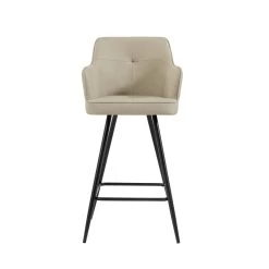 Lot De 2 Tabourets GUSTAVE En Tissu Sable Avec Pieds Noir -Canapé Rêve Promos Magasin lot de 2 tabourets gustave 2