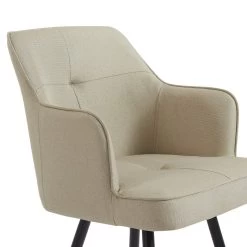 Lot De 2 Tabourets GUSTAVE En Tissu Sable Avec Pieds Noir -Canapé Rêve Promos Magasin lot de 2 tabourets gustave 5