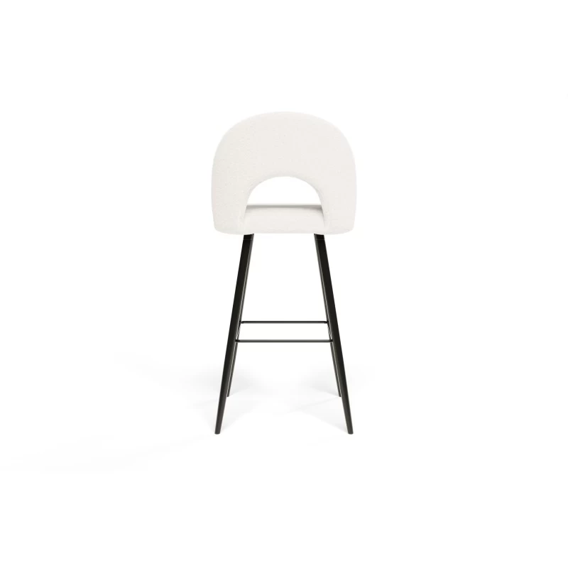 Lot De 2 Tabourets De Bar KYLE Tissu Bouclette Blanc Piètement Métal Noir 5 Lot De 2 Tabourets De Bar KYLE Tissu Bouclette Blanc Piètement Métal Noir – Image 5