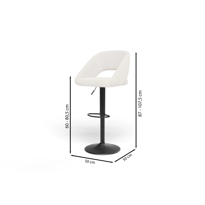 Lot De 2 Tabourets De Bar LENNY En Tissu Bouclette Blanc Piètement En Métal Noir 7 Lot De 2 Tabourets De Bar LENNY En Tissu Bouclette Blanc Piètement En Métal Noir – Image 7