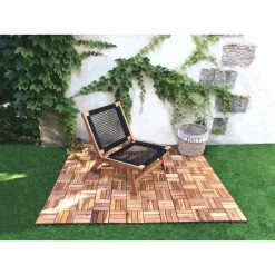 Lot De 33 Dalles Bois D'acacia 30x30 Cm Format Mosaïque