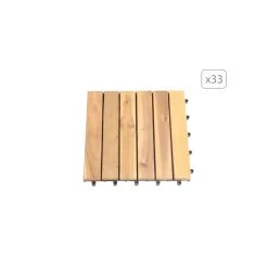 Lot De 33 Dalles Bois D'acacia 30x30 Cm Format Lattes Finition Huilée
