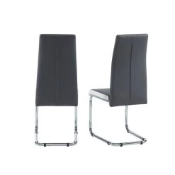 Lot De 4 Chaises MARA Simili Gris Et Blanc Pieds Métal Chromé -Canapé Rêve Promos Magasin lot de 4 chaises mara 2